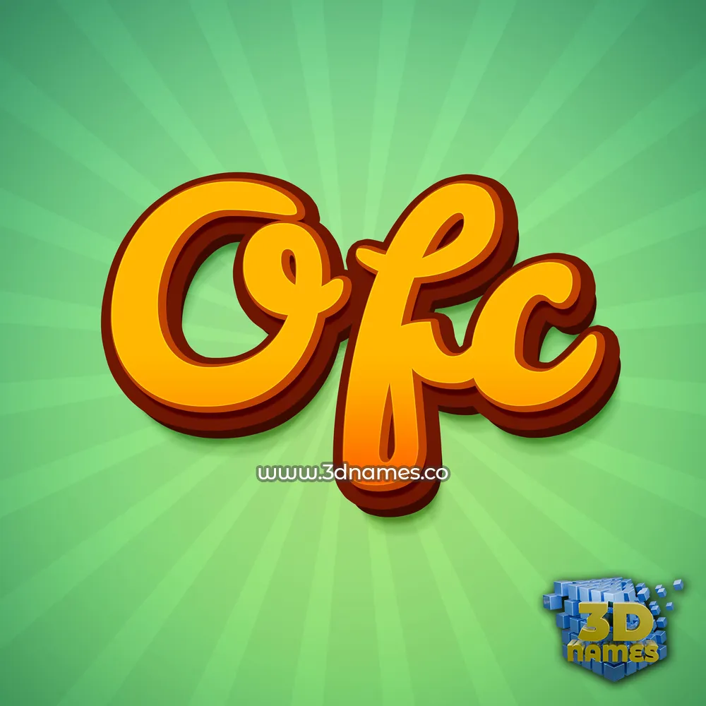 ofc in Green Rays style - 3D name wallpaper