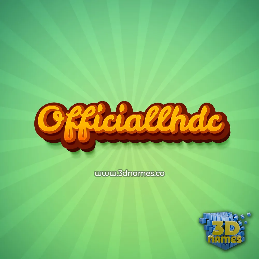 officiallhdc in Green Rays style - 3D name wallpaper
