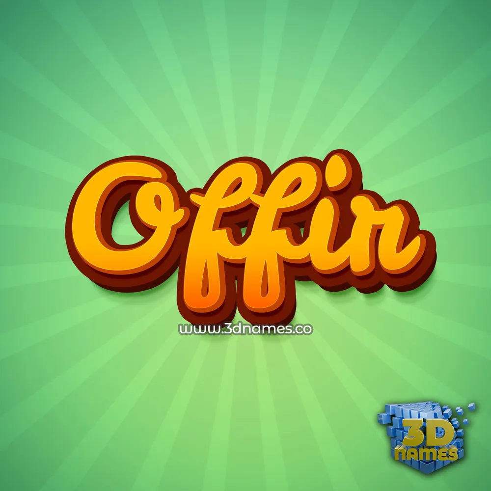 offir in Green Rays style - 3D name wallpaper