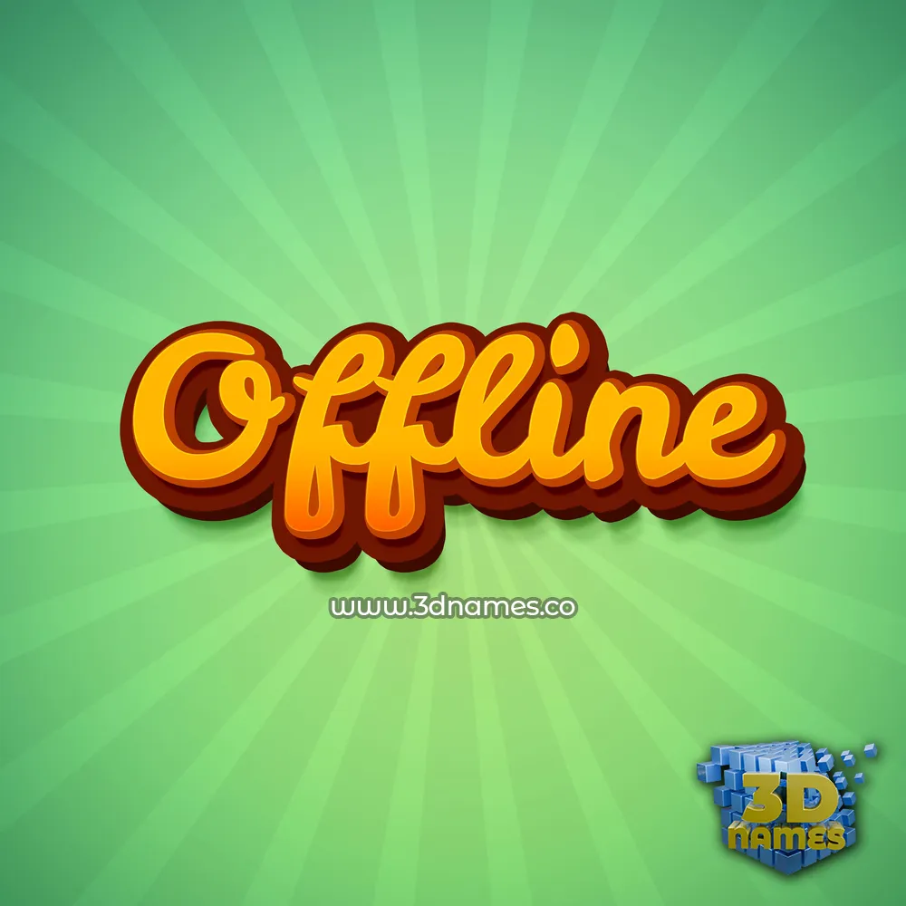 offline in Green Rays style - 3D name wallpaper