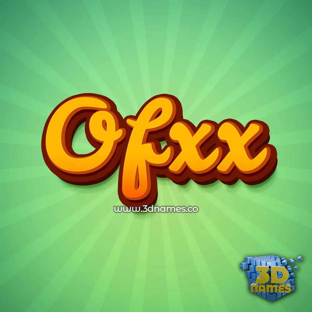 ofxx in Green Rays style - 3D name wallpaper