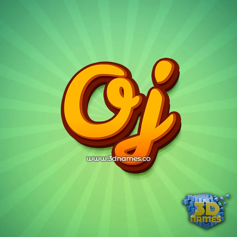 oj in Green Rays style - 3D name wallpaper