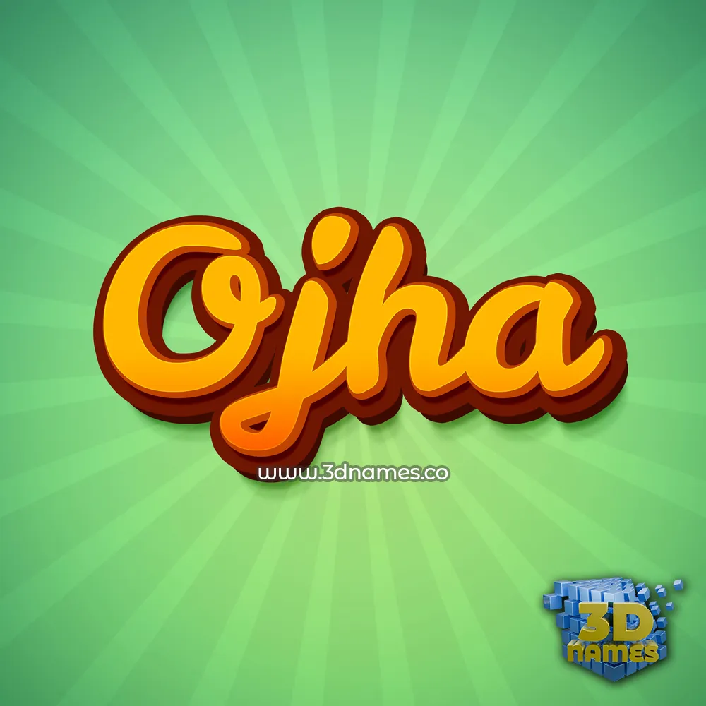 ojha in Green Rays style - 3D name wallpaper