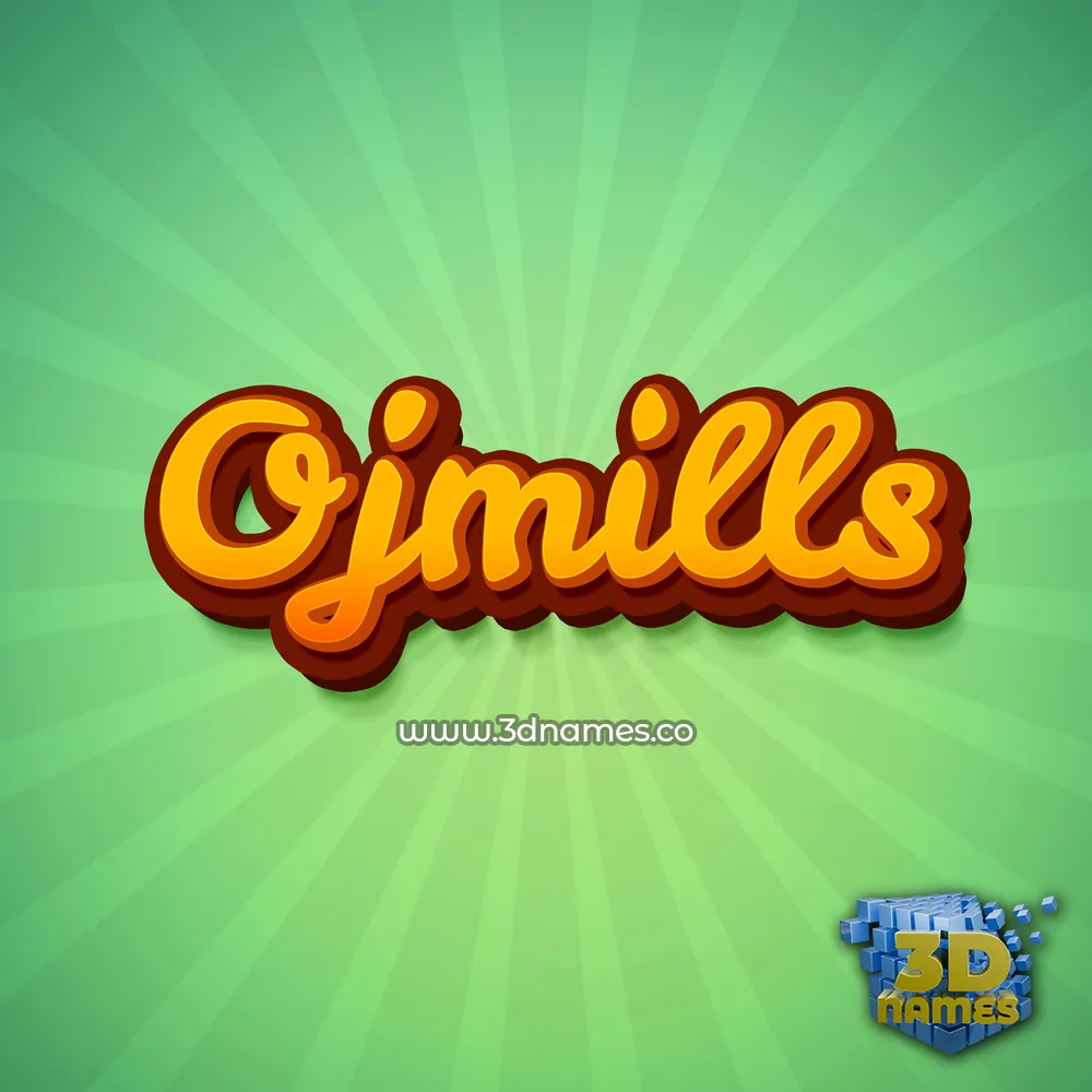 ojmills in Green Rays style - 3D name wallpaper