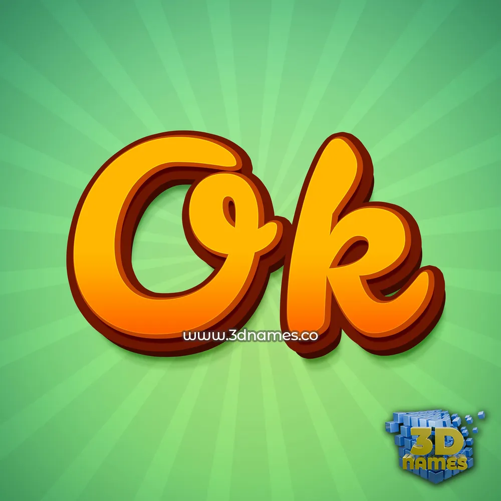 ok in Green Rays style - 3D name wallpaper