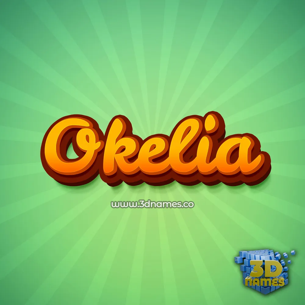 okelia in Green Rays style - 3D name wallpaper