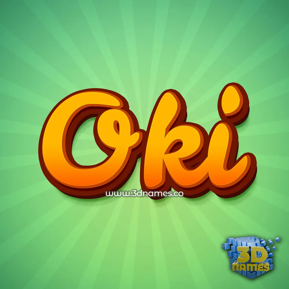 oki in Green Rays style - 3D name wallpaper