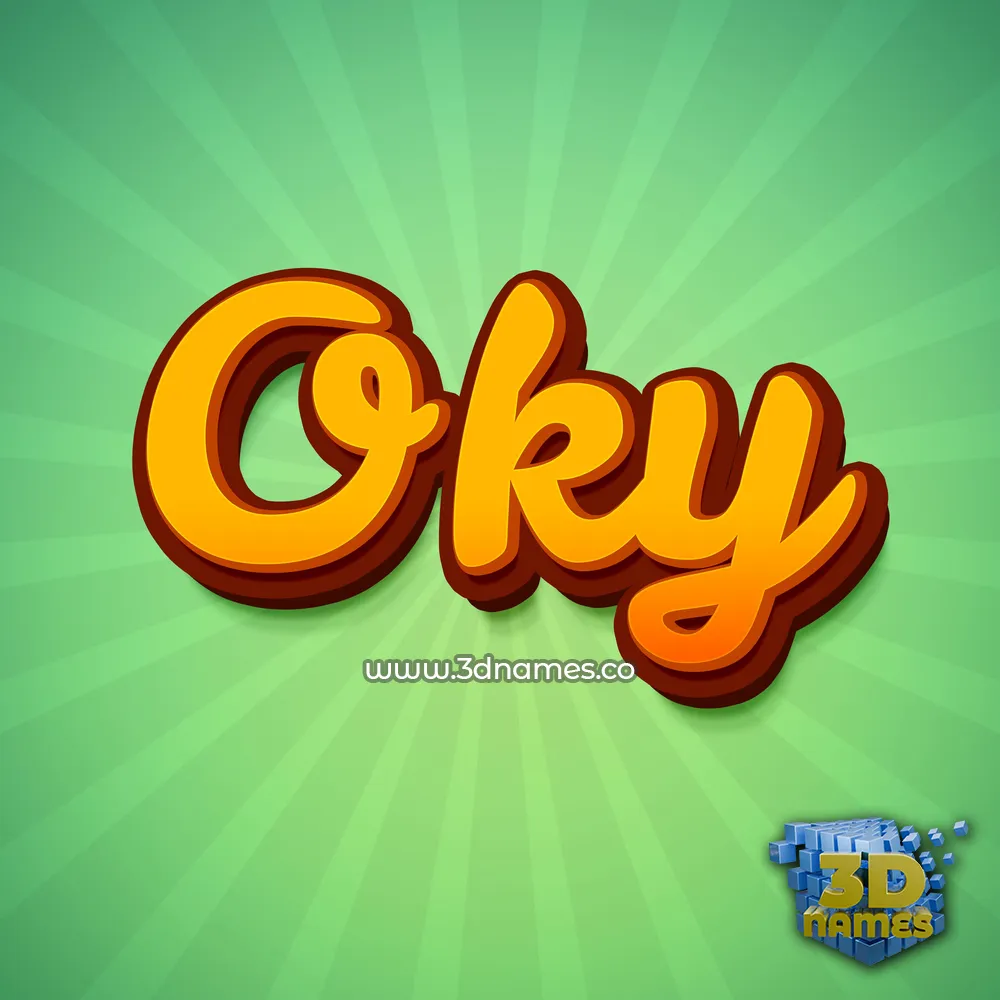 oky in Green Rays style - 3D name wallpaper