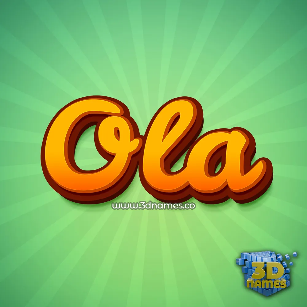 ola in Green Rays style - 3D name wallpaper
