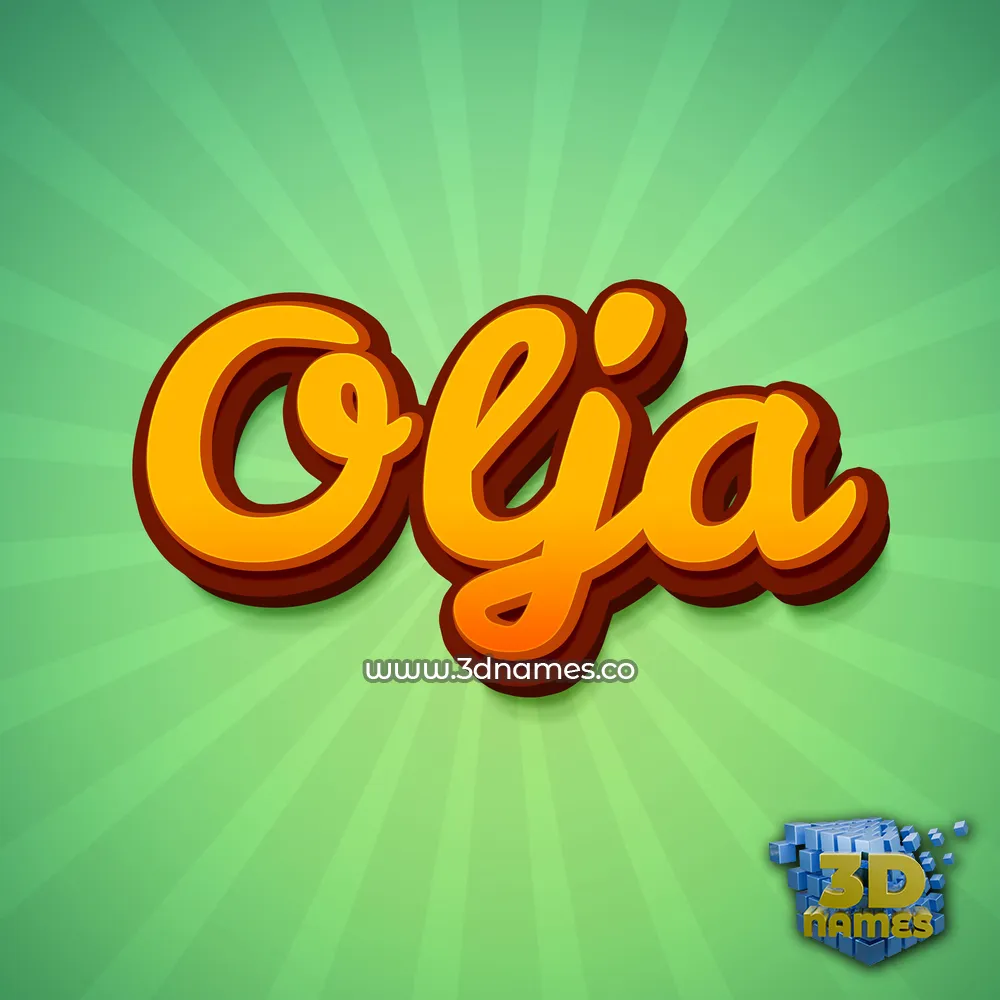 olja in Green Rays style - 3D name wallpaper
