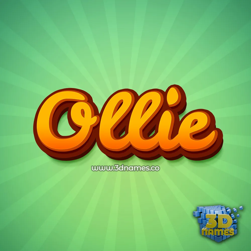 ollie in Green Rays style - 3D name wallpaper
