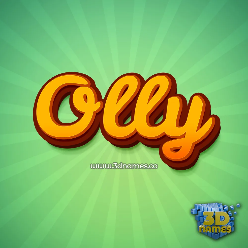 olly in Green Rays style - 3D name wallpaper