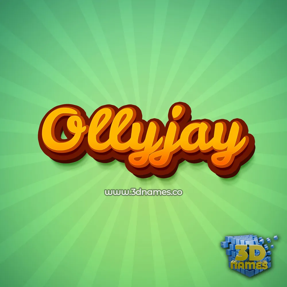 ollyjay in Green Rays style - 3D name wallpaper