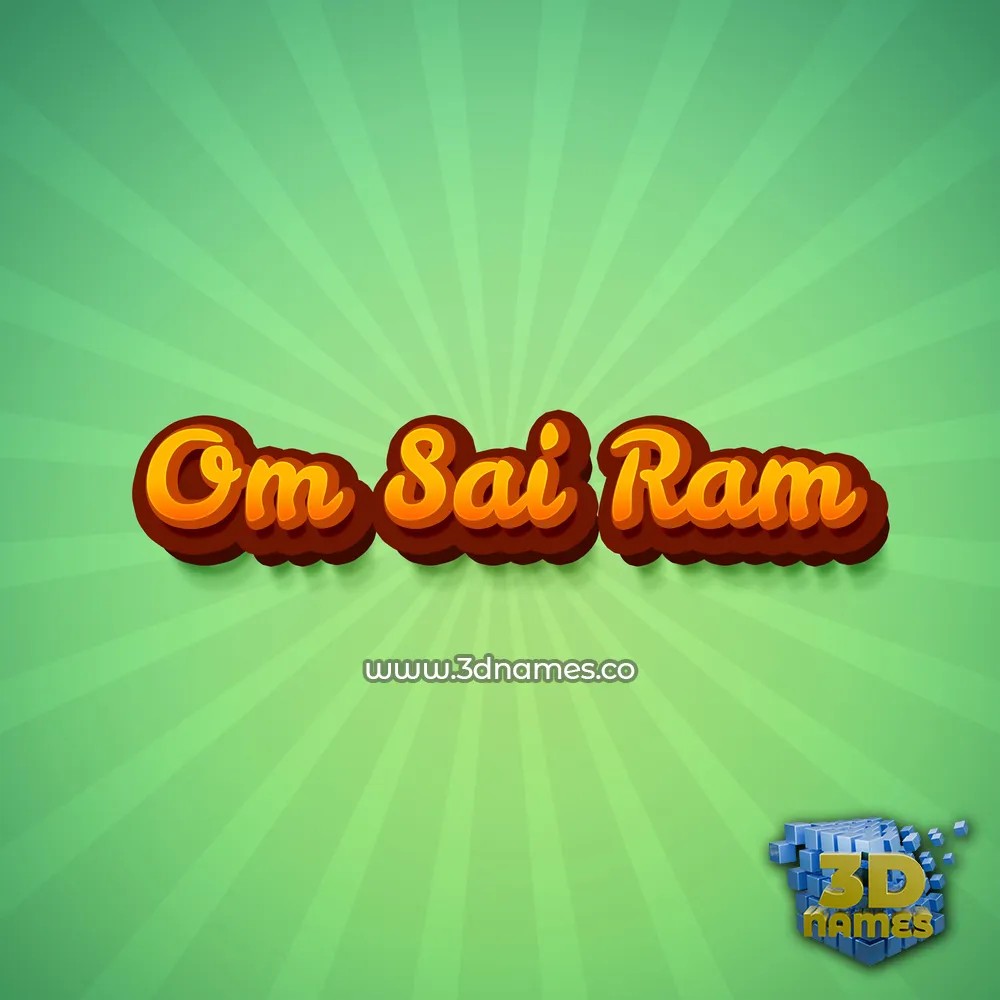 om sai ram in Green Rays style - 3D name wallpaper