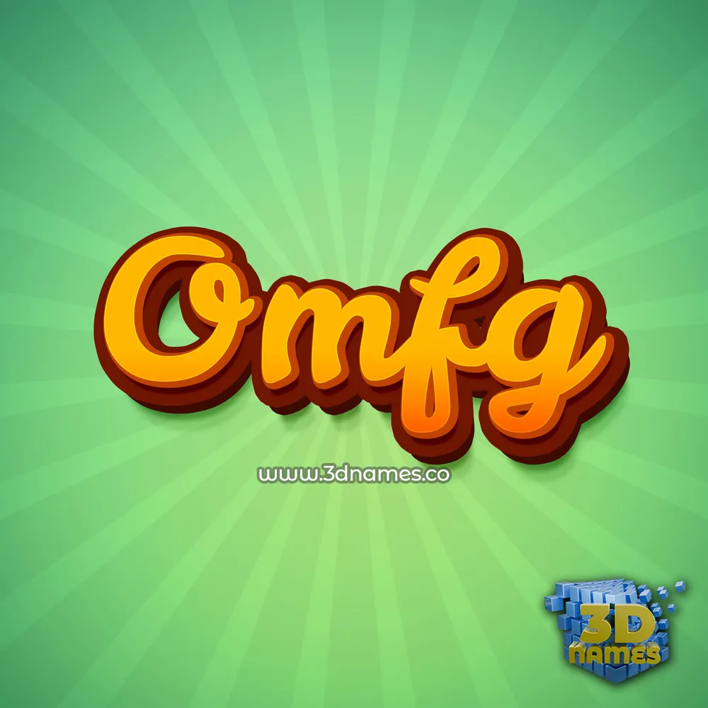 omfg in Green Rays style - 3D name wallpaper