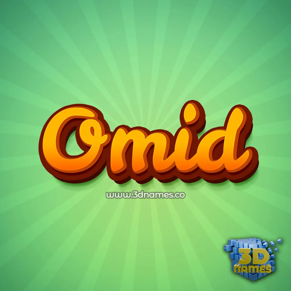 omid in Green Rays style - 3D name wallpaper