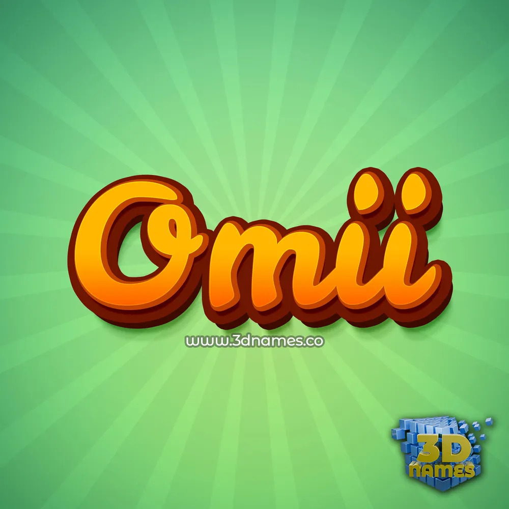 omii in Green Rays style - 3D name wallpaper