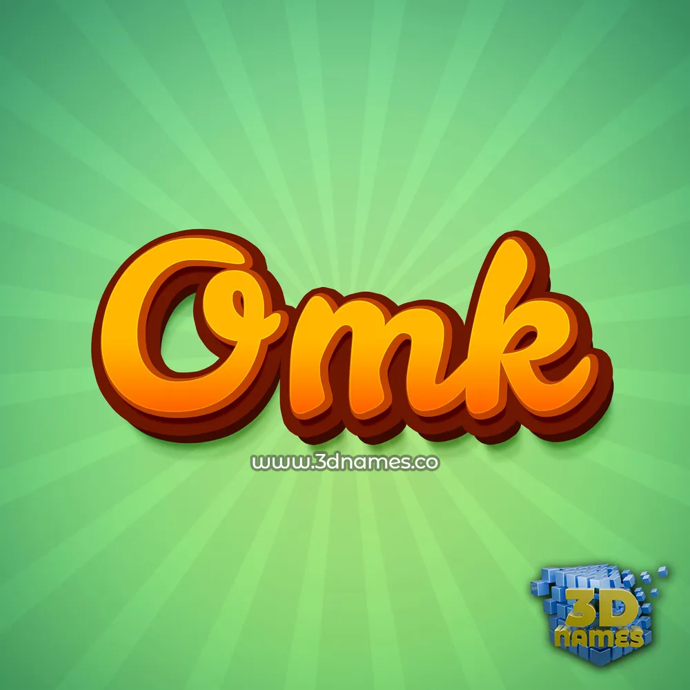 omk in Green Rays style - 3D name wallpaper