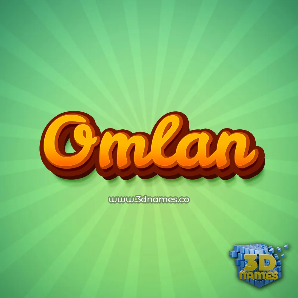 omlan in Green Rays style - 3D name wallpaper