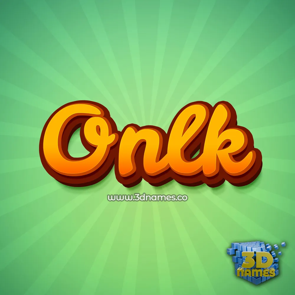 onlk in Green Rays style - 3D name wallpaper
