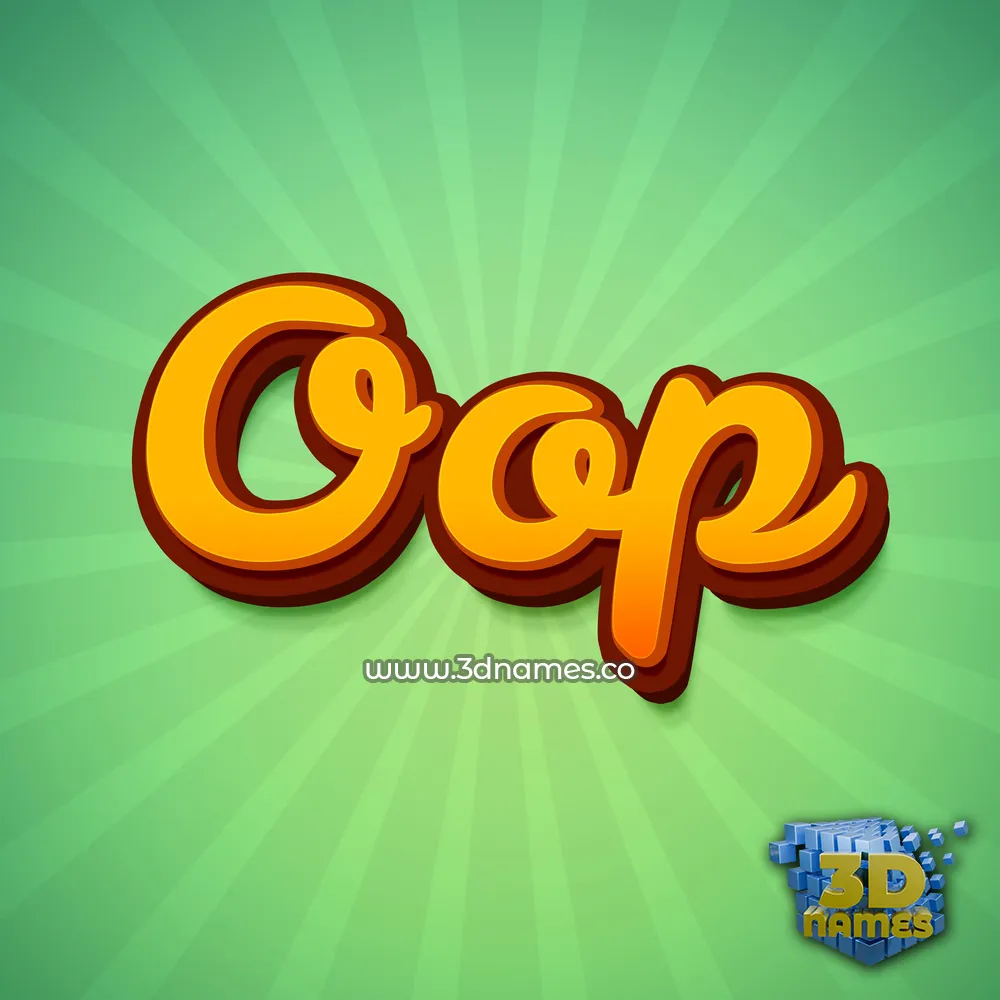 oop in Green Rays style - 3D name wallpaper