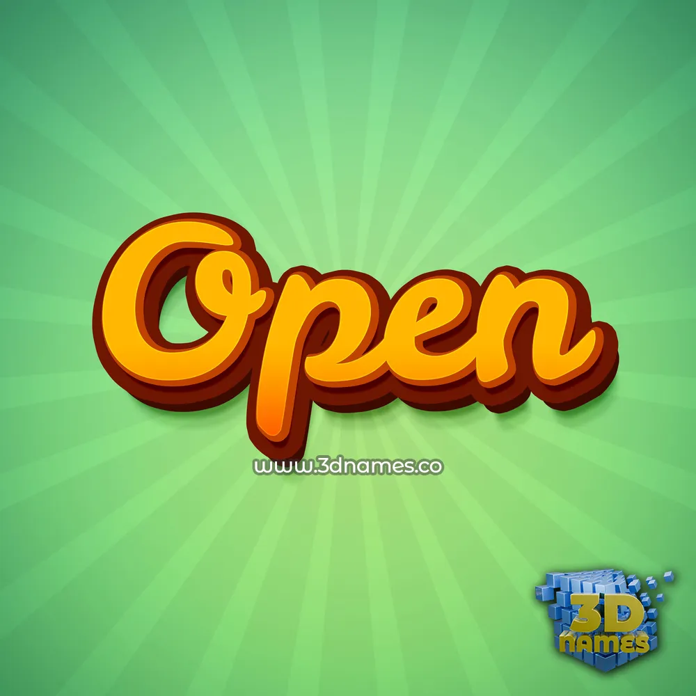 open in Green Rays style - 3D name wallpaper