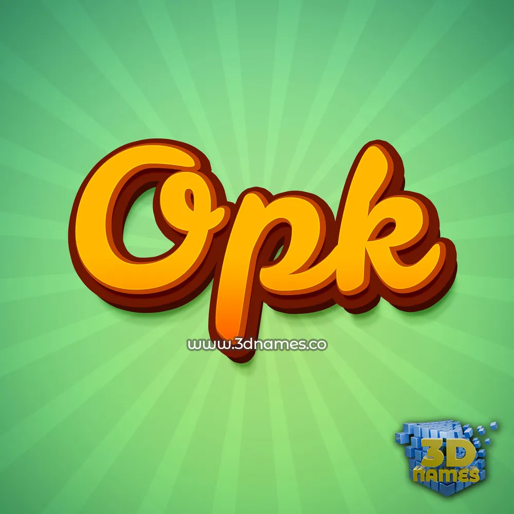 opk in Green Rays style - 3D name wallpaper