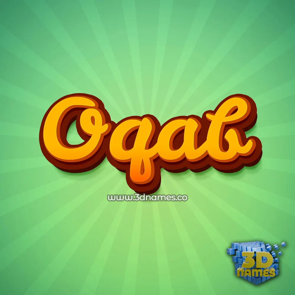 oqab in Green Rays style - 3D name wallpaper
