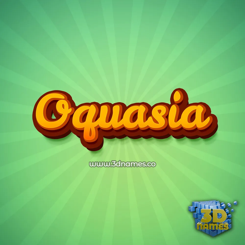 oquasia in Green Rays style - 3D name wallpaper