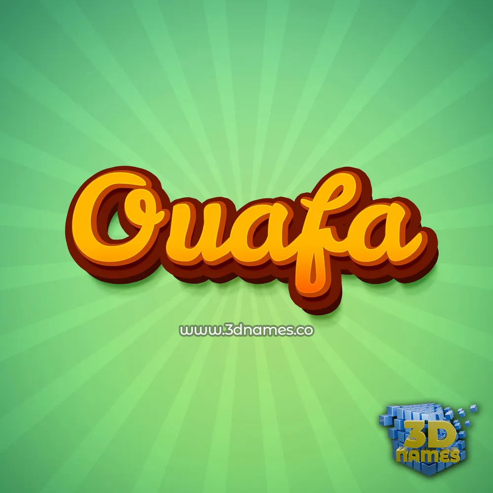 ouafa in Green Rays style - 3D name wallpaper