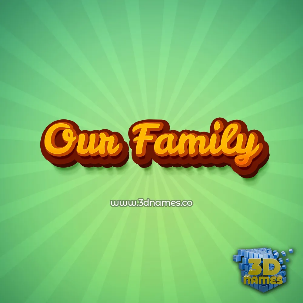 our family in Green Rays style - 3D name wallpaper