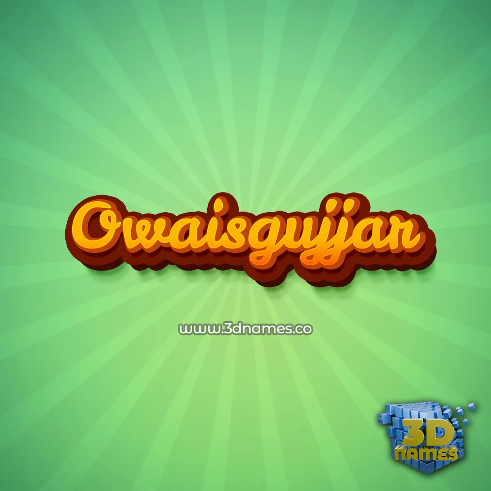 owaisgujjar in Green Rays style - 3D name wallpaper