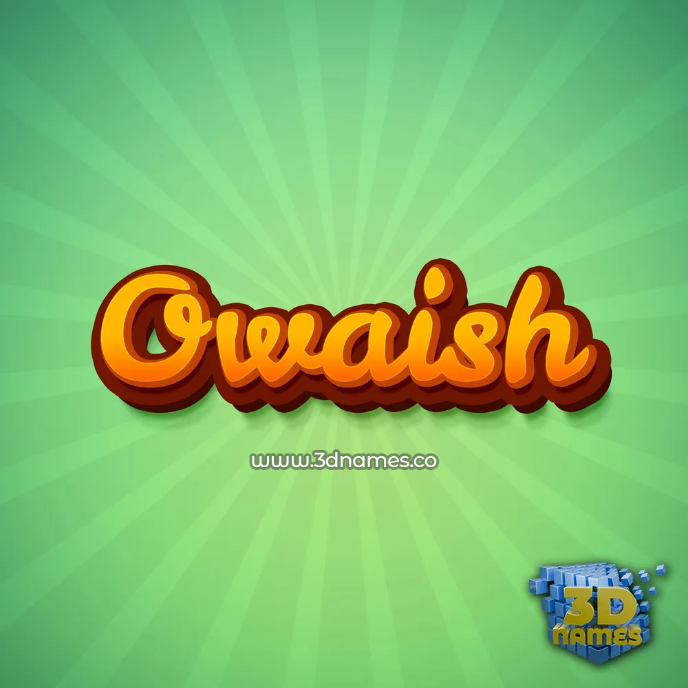 owaish in Green Rays style - 3D name wallpaper