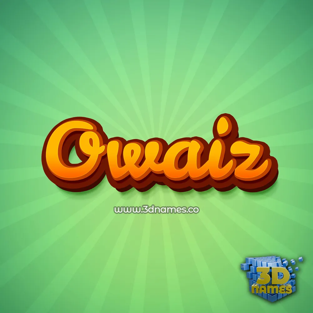 owaiz in Green Rays style - 3D name wallpaper