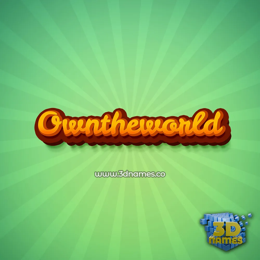 owntheworld in Green Rays style - 3D name wallpaper