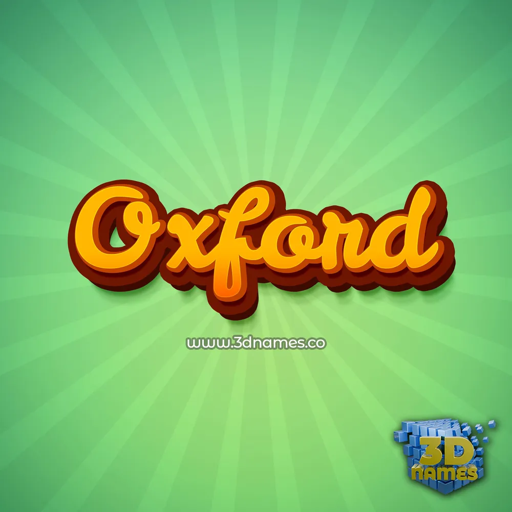 oxford in Green Rays style - 3D name wallpaper