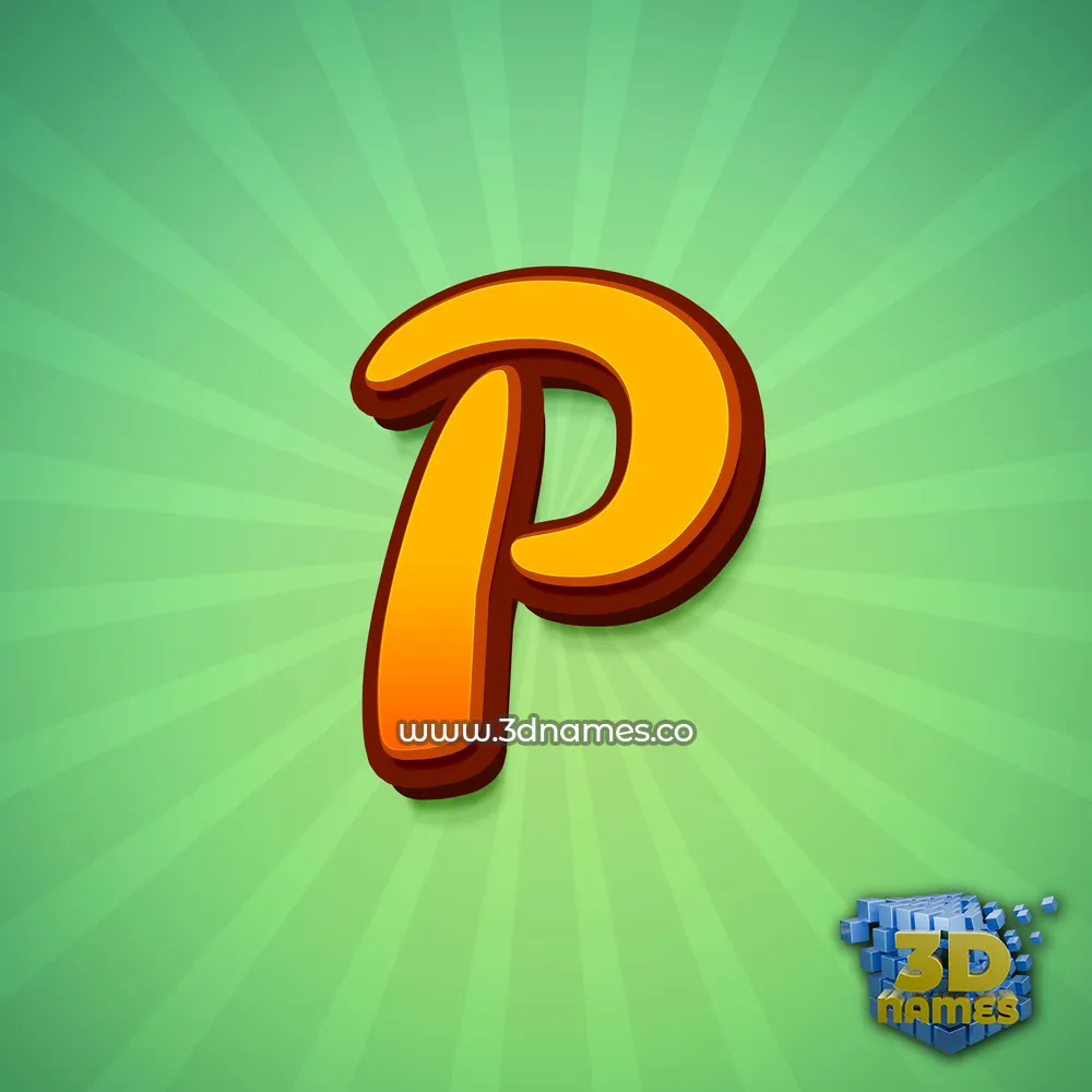 p in Green Rays style - 3D name wallpaper