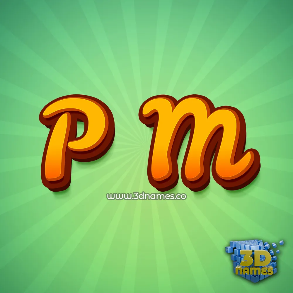 p m in Green Rays style - 3D name wallpaper