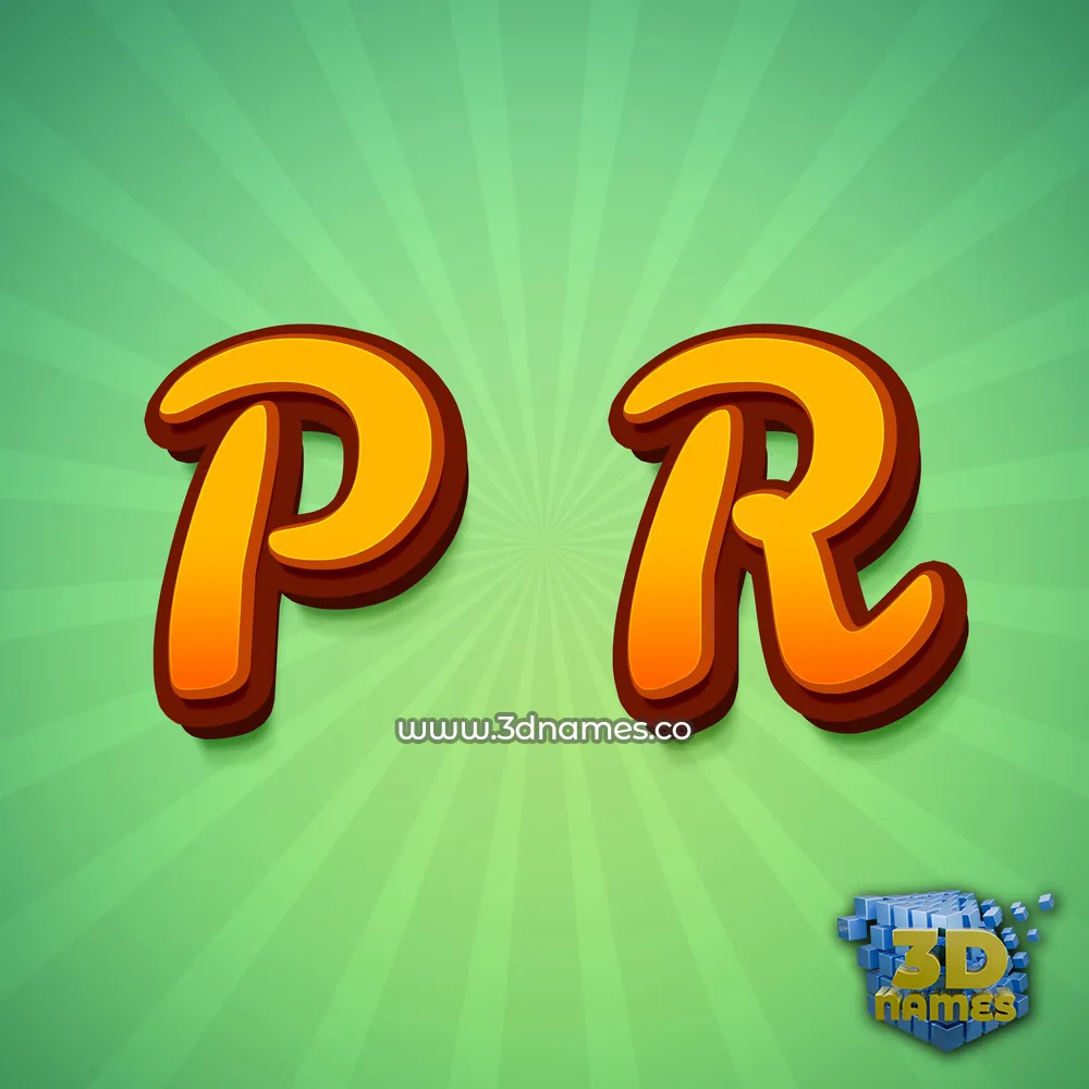 p r in Green Rays style - 3D name wallpaper
