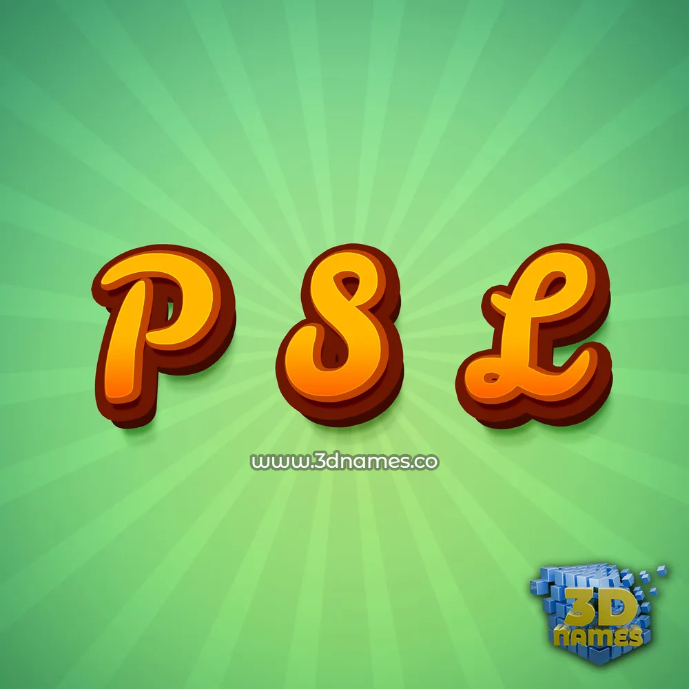 p s l in Green Rays style - 3D name wallpaper