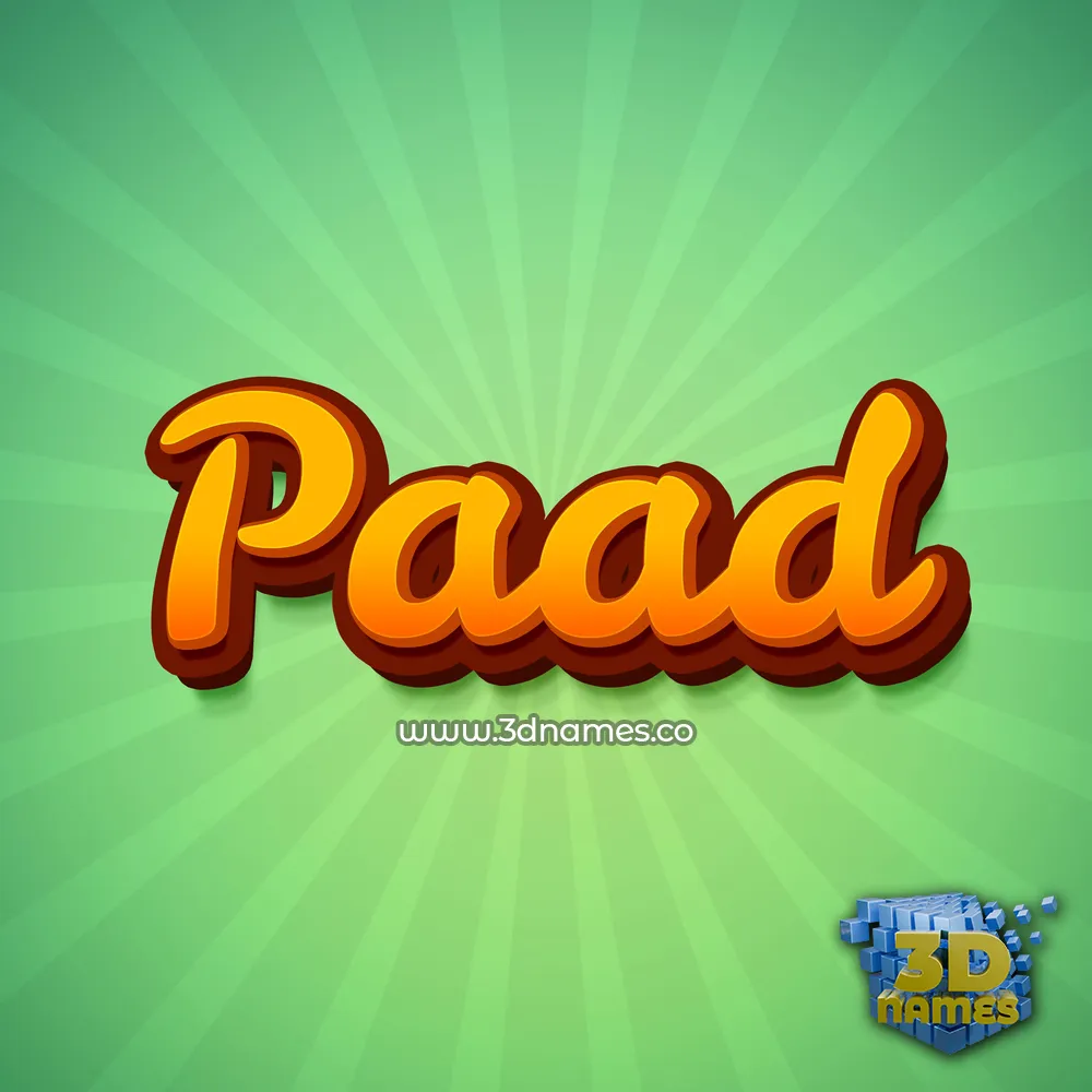 paad in Green Rays style - 3D name wallpaper