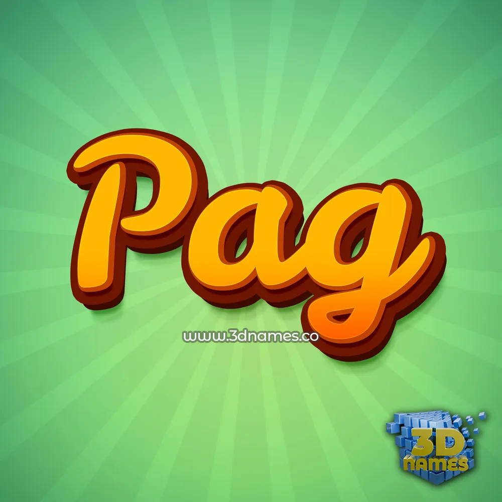 pag in Green Rays style - 3D name wallpaper