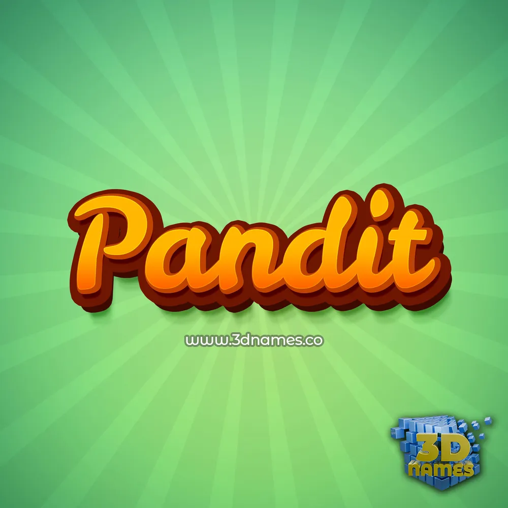 pandit in Green Rays style - 3D name wallpaper