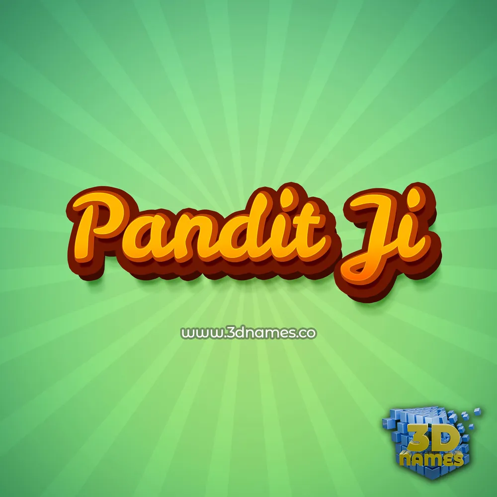 pandit ji in Green Rays style - 3D name wallpaper