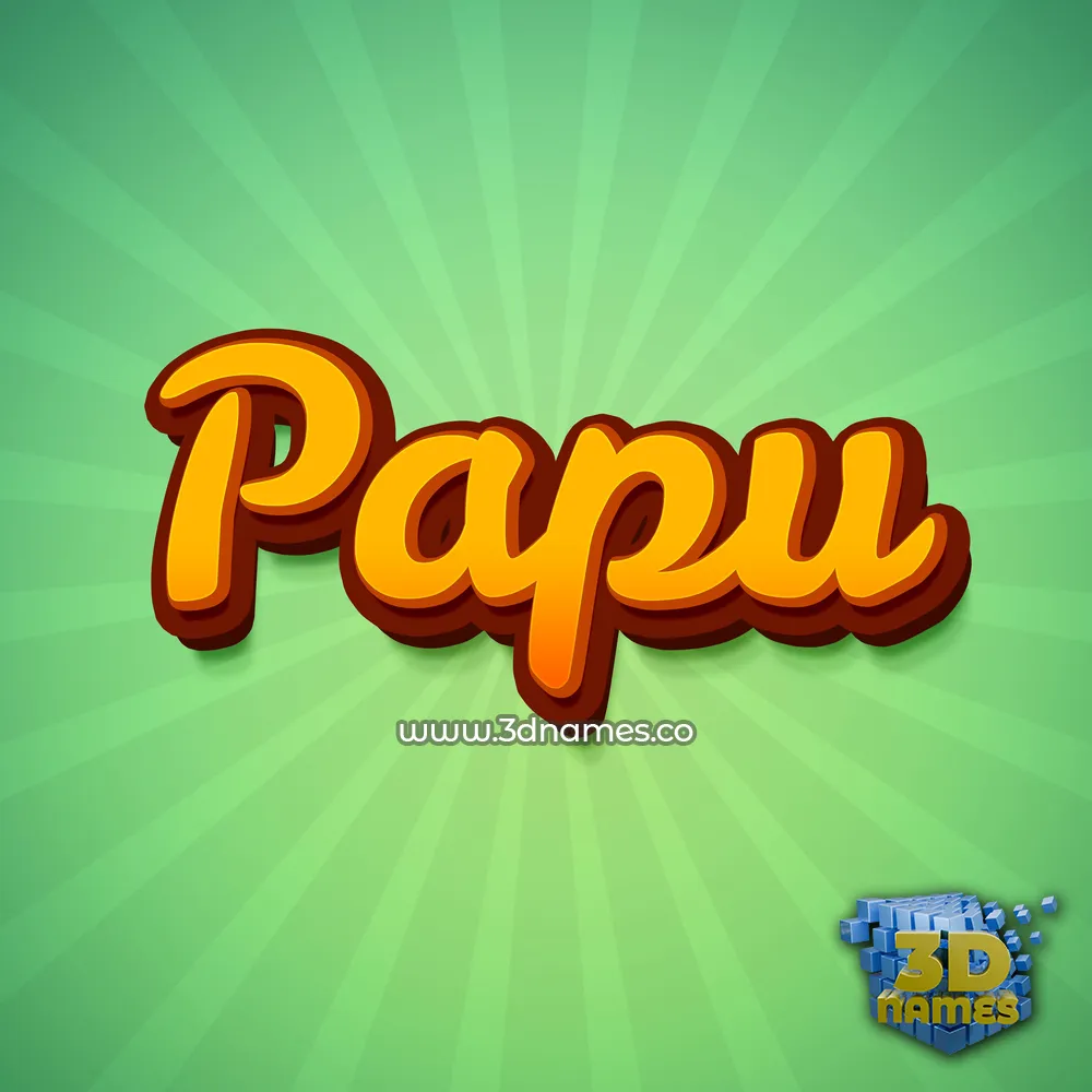 papu in Green Rays style - 3D name wallpaper