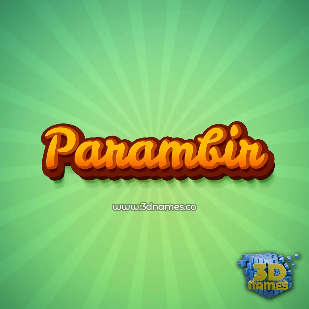 parambir in Green Rays style - 3D name wallpaper