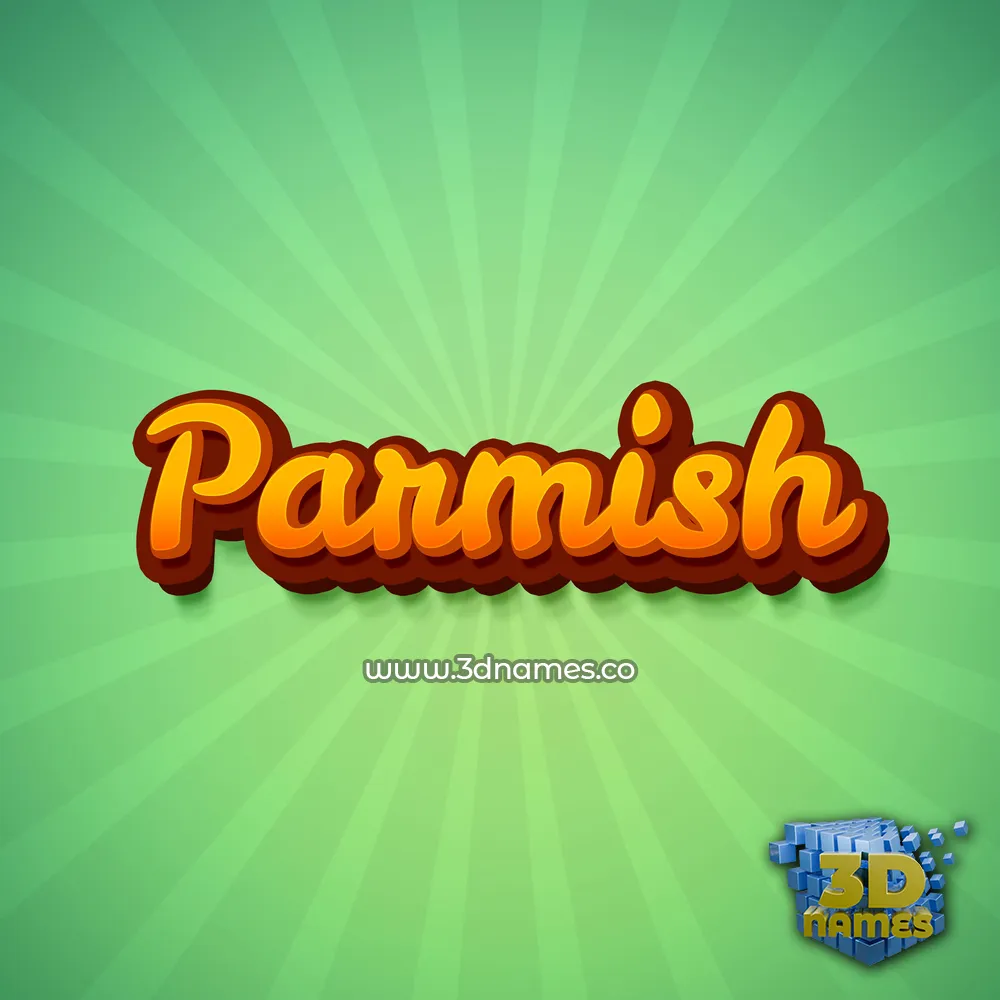 parmish in Green Rays style - 3D name wallpaper