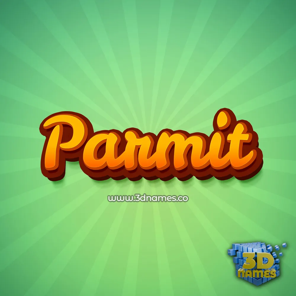 parmit in Green Rays style - 3D name wallpaper