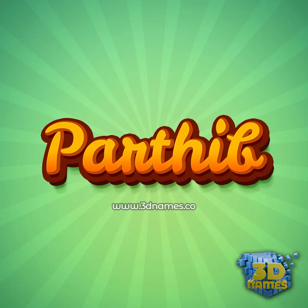 parthib in Green Rays style - 3D name wallpaper