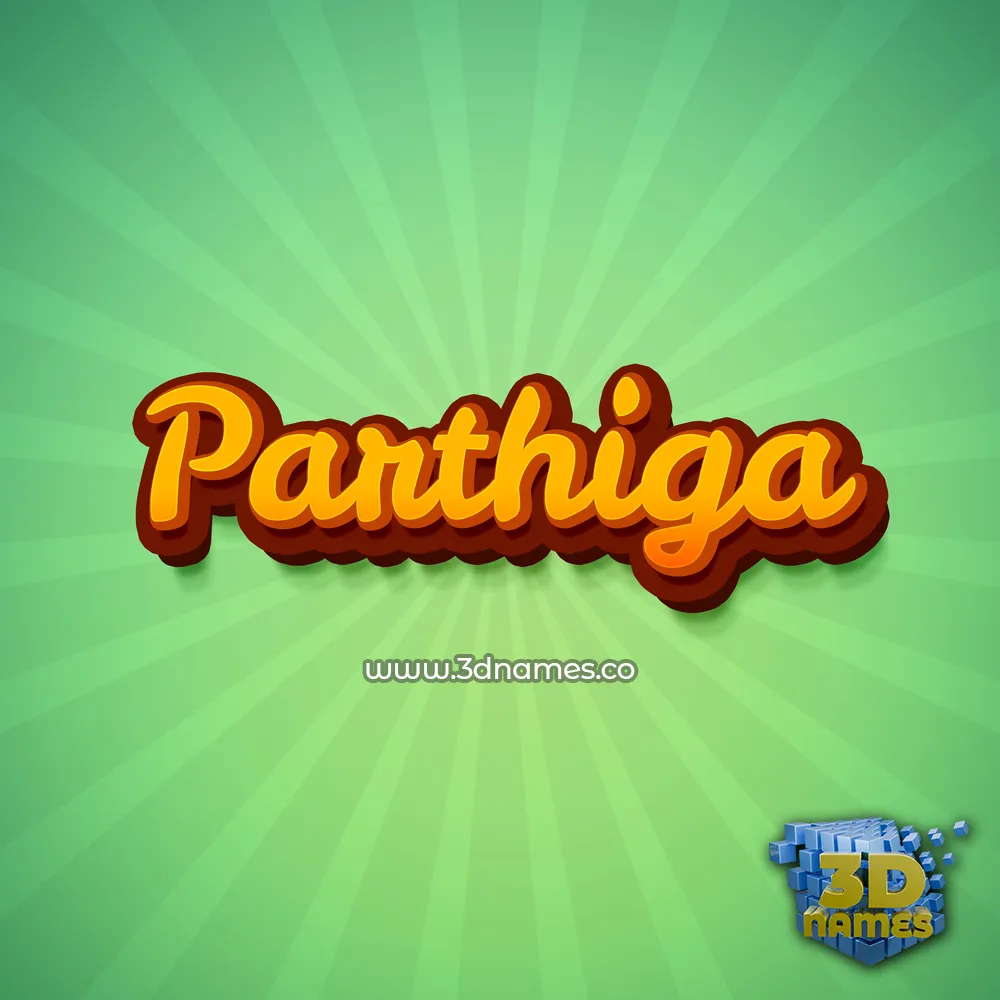 parthiga in Green Rays style - 3D name wallpaper